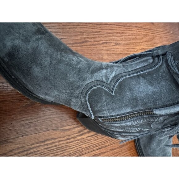 DAN POST Women 7.5 FRINGE Leather Suede Western Boots Blue - Picture 6 of 10